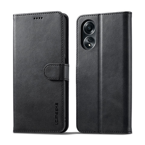 Funda de Cuero Cartera con Soporte Carcasa LC1 para Oppo A18 Negro