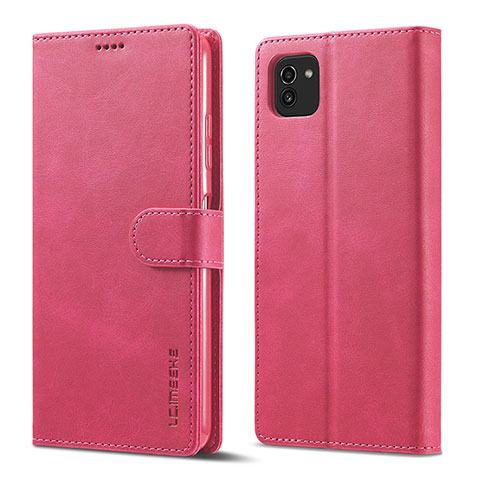 Funda de Cuero Cartera con Soporte Carcasa LC1 para Samsung Galaxy A03 Rosa Roja