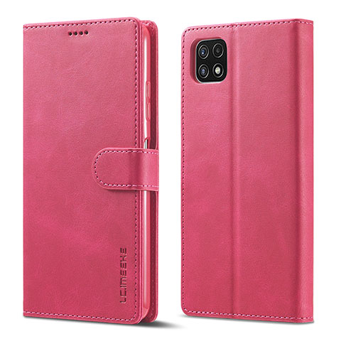 Funda de Cuero Cartera con Soporte Carcasa LC1 para Samsung Galaxy A22s 5G Rosa Roja