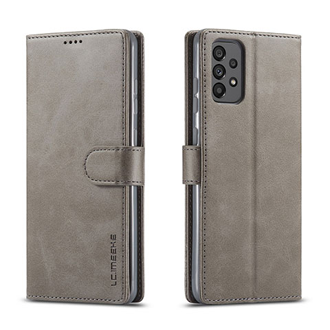 Funda de Cuero Cartera con Soporte Carcasa LC1 para Samsung Galaxy A73 5G Gris