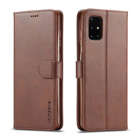 Funda de Cuero Cartera con Soporte Carcasa LC1 para Samsung Galaxy M51 Marron