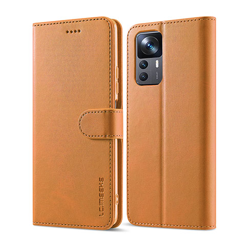 Funda de Cuero Cartera con Soporte Carcasa LC1 para Xiaomi Mi 12T 5G Marron Claro