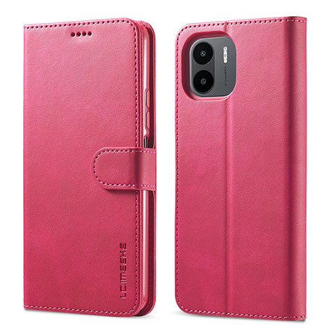 Funda de Cuero Cartera con Soporte Carcasa LC1 para Xiaomi Poco C50 Rosa Roja