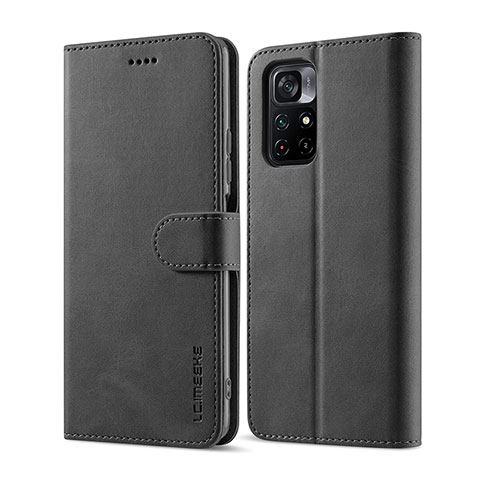 Funda de Cuero Cartera con Soporte Carcasa LC1 para Xiaomi Poco M4 Pro 5G Negro