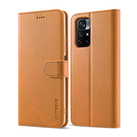 Funda de Cuero Cartera con Soporte Carcasa LC1 para Xiaomi Redmi Note 11 5G Marron Claro