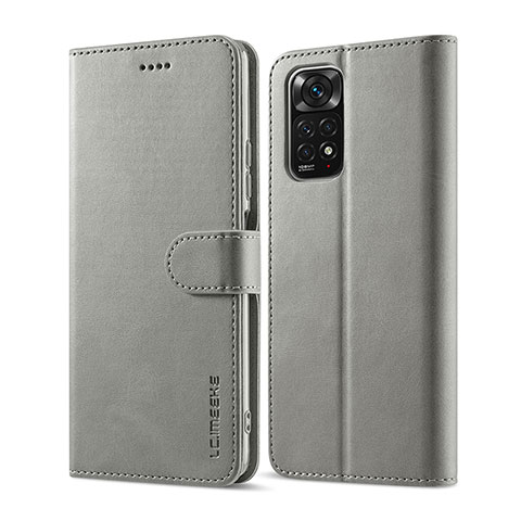 Funda de Cuero Cartera con Soporte Carcasa LC1 para Xiaomi Redmi Note 11 Pro 4G Gris