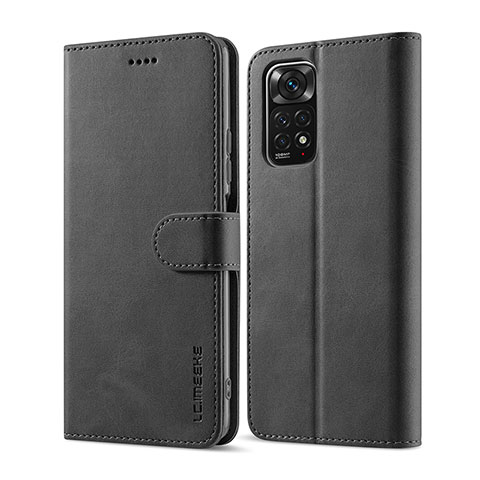 Funda de Cuero Cartera con Soporte Carcasa LC1 para Xiaomi Redmi Note 11 Pro 4G Negro