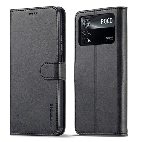 Funda de Cuero Cartera con Soporte Carcasa LC1 para Xiaomi Redmi Note 11E Pro 5G Negro