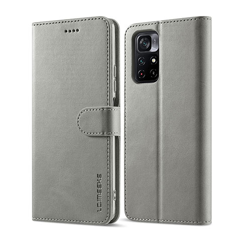 Funda de Cuero Cartera con Soporte Carcasa LC1 para Xiaomi Redmi Note 11T 5G Gris