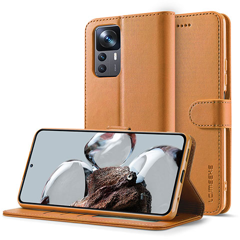 Funda de Cuero Cartera con Soporte Carcasa LC2 para Xiaomi Mi 12T 5G Marron Claro