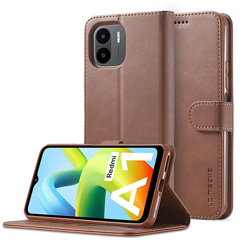 Funda de Cuero Cartera con Soporte Carcasa LC2 para Xiaomi Poco C51 Marron