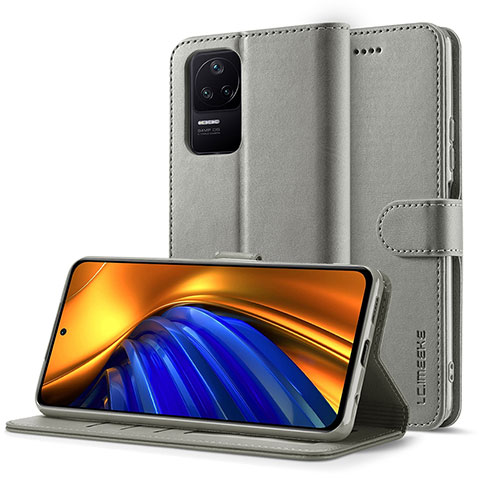 Funda de Cuero Cartera con Soporte Carcasa LC2 para Xiaomi Poco F4 5G Gris