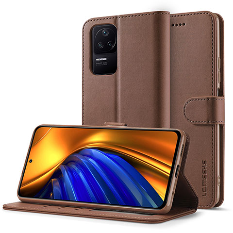 Funda de Cuero Cartera con Soporte Carcasa LC2 para Xiaomi Redmi K40S 5G Marron