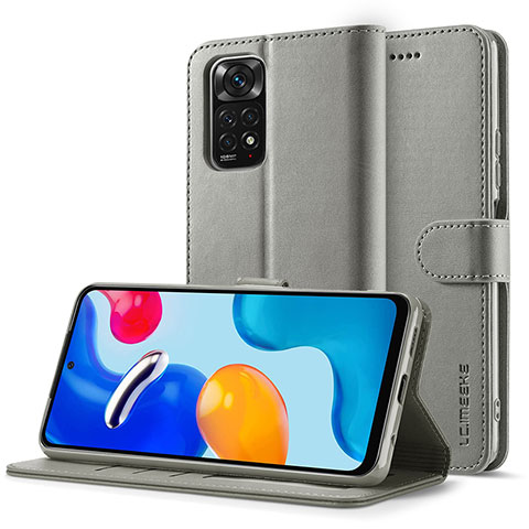 Funda de Cuero Cartera con Soporte Carcasa LC2 para Xiaomi Redmi Note 11 Pro 5G Gris