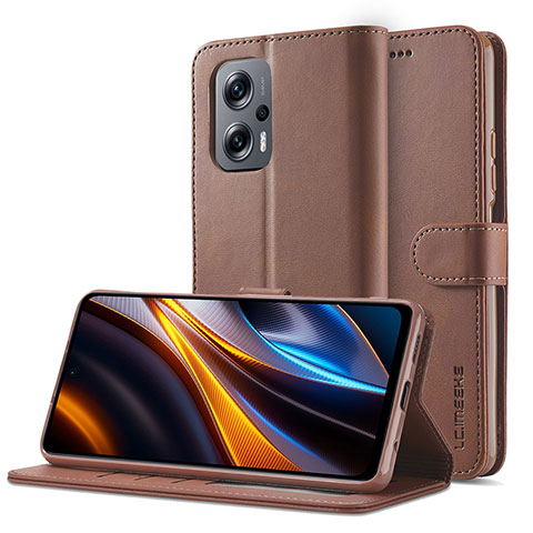 Funda de Cuero Cartera con Soporte Carcasa LC2 para Xiaomi Redmi Note 11T Pro+ Plus 5G Marron