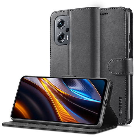 Funda de Cuero Cartera con Soporte Carcasa LC2 para Xiaomi Redmi Note 11T Pro+ Plus 5G Negro