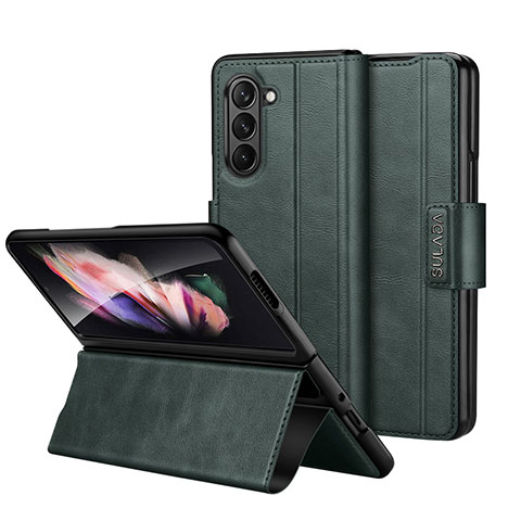 Funda de Cuero Cartera con Soporte Carcasa LD1 para Samsung Galaxy Z Fold5 5G Verde