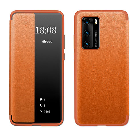 Funda de Cuero Cartera con Soporte Carcasa LF1 para Huawei P40 Naranja