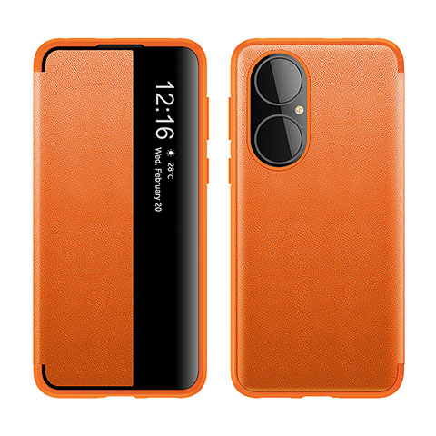 Funda de Cuero Cartera con Soporte Carcasa LF1 para Huawei P50e Naranja