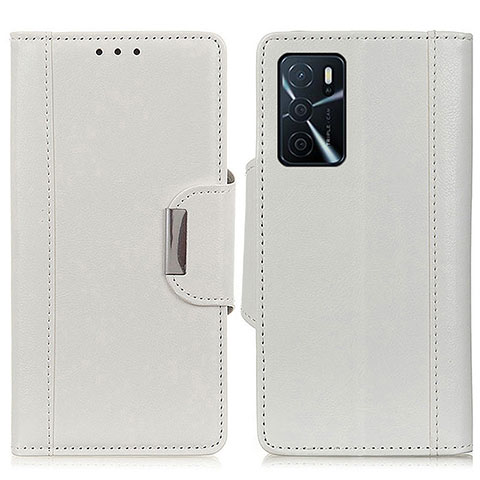 Funda de Cuero Cartera con Soporte Carcasa M01L para Oppo A54s Blanco