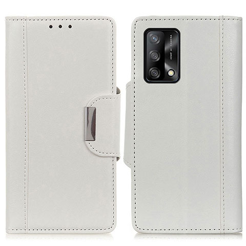 Funda de Cuero Cartera con Soporte Carcasa M01L para Oppo F19 Blanco