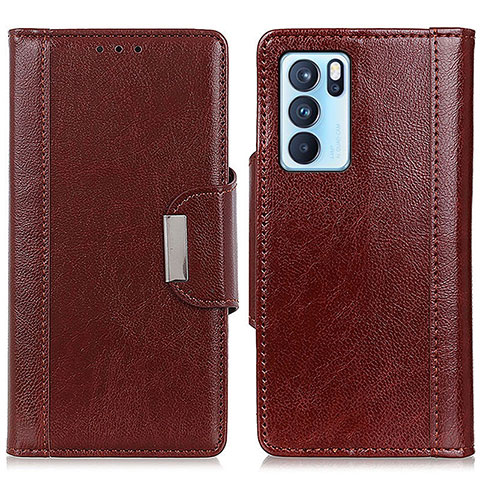 Funda de Cuero Cartera con Soporte Carcasa M01L para Oppo Reno6 Pro 5G India Marron