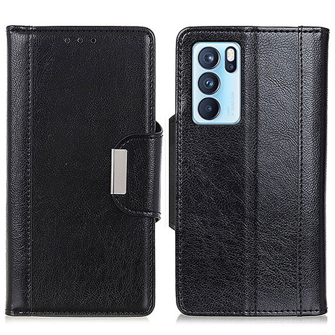 Funda de Cuero Cartera con Soporte Carcasa M01L para Oppo Reno6 Pro 5G India Negro