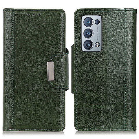 Funda de Cuero Cartera con Soporte Carcasa M01L para Oppo Reno6 Pro+ Plus 5G Verde