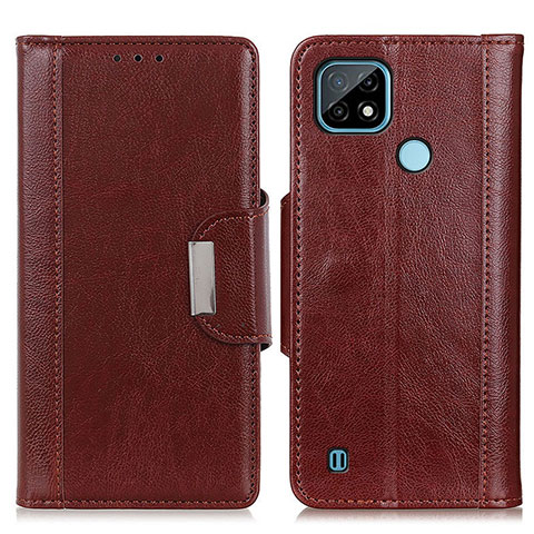 Funda de Cuero Cartera con Soporte Carcasa M01L para Realme C21 Marron