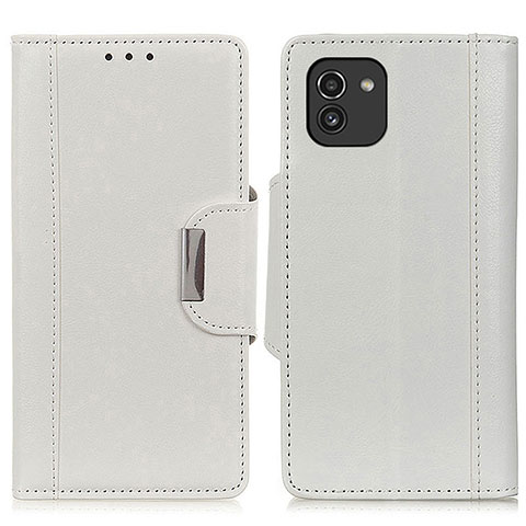 Funda de Cuero Cartera con Soporte Carcasa M01L para Samsung Galaxy A03 Blanco