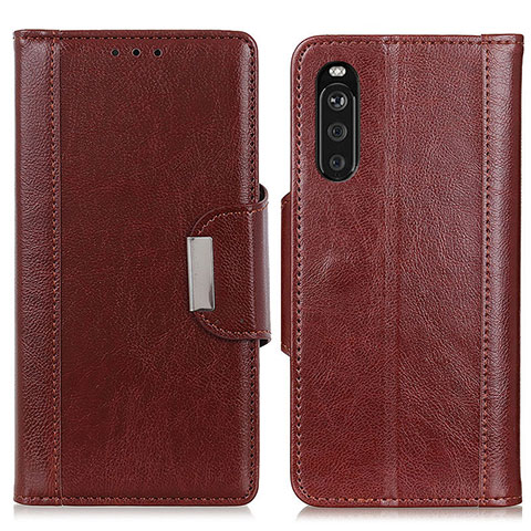 Funda de Cuero Cartera con Soporte Carcasa M01L para Sony Xperia 10 III SO-52B Marron