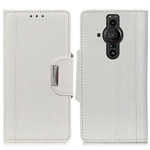 Funda de Cuero Cartera con Soporte Carcasa M01L para Sony Xperia PRO-I Blanco