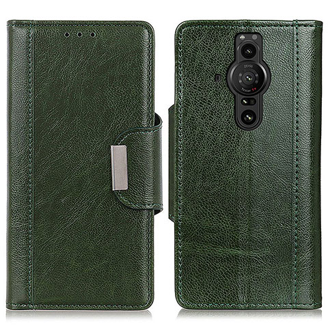 Funda de Cuero Cartera con Soporte Carcasa M01L para Sony Xperia PRO-I Verde