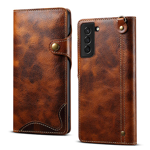 Funda de Cuero Cartera con Soporte Carcasa M01T para Samsung Galaxy S21 FE 5G Marron