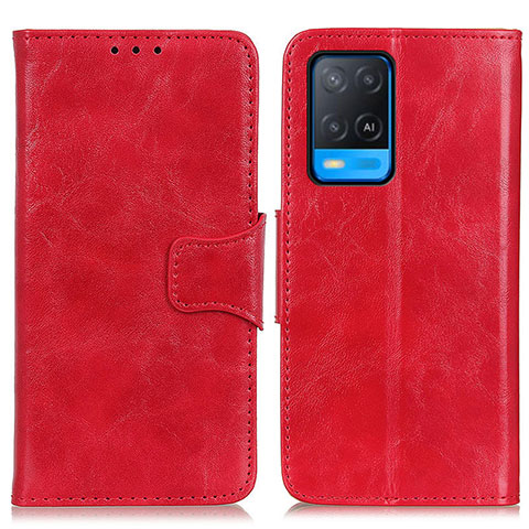 Funda de Cuero Cartera con Soporte Carcasa M02L para Oppo A54 4G Rojo