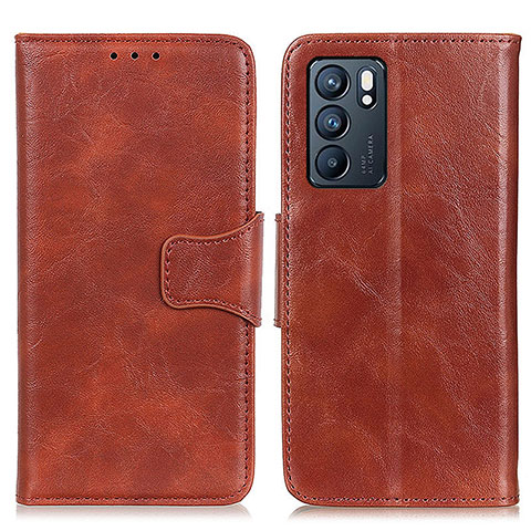 Funda de Cuero Cartera con Soporte Carcasa M02L para Oppo Reno6 5G Marron