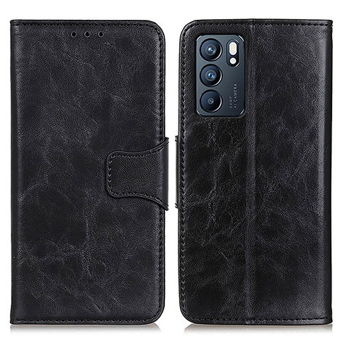 Funda de Cuero Cartera con Soporte Carcasa M02L para Oppo Reno6 5G Negro