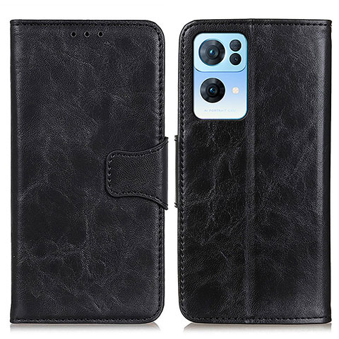 Funda de Cuero Cartera con Soporte Carcasa M02L para Oppo Reno7 Pro 5G Negro