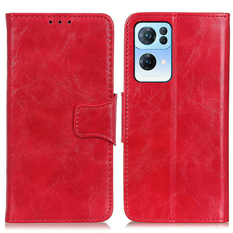 Funda de Cuero Cartera con Soporte Carcasa M02L para Oppo Reno7 Pro 5G Rojo