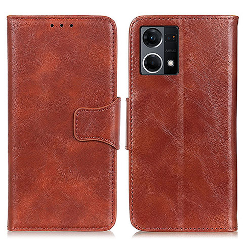 Funda de Cuero Cartera con Soporte Carcasa M02L para Oppo Reno8 4G Marron