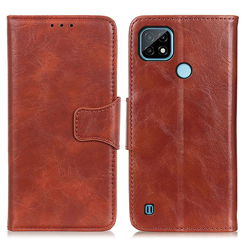 Funda de Cuero Cartera con Soporte Carcasa M02L para Realme C21 Marron