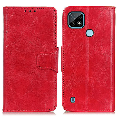 Funda de Cuero Cartera con Soporte Carcasa M02L para Realme C21 Rojo