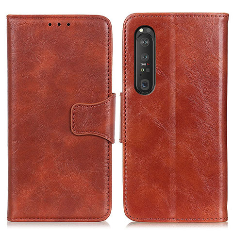 Funda de Cuero Cartera con Soporte Carcasa M02L para Sony Xperia 1 III Marron