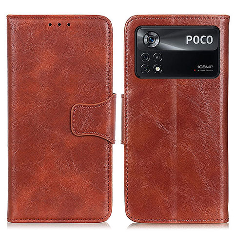 Funda de Cuero Cartera con Soporte Carcasa M02L para Xiaomi Poco X4 Pro 5G Marron