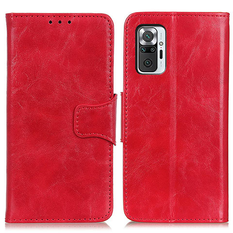 Funda de Cuero Cartera con Soporte Carcasa M02L para Xiaomi Redmi Note 10 Pro 4G Rojo