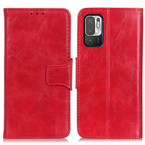 Funda de Cuero Cartera con Soporte Carcasa M02L para Xiaomi Redmi Note 10T 5G Rojo