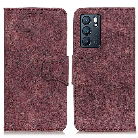 Funda de Cuero Cartera con Soporte Carcasa M03L para Oppo Reno6 5G Morado