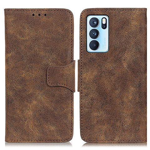 Funda de Cuero Cartera con Soporte Carcasa M03L para Oppo Reno6 Pro 5G India Marron