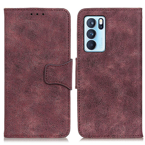 Funda de Cuero Cartera con Soporte Carcasa M03L para Oppo Reno6 Pro 5G India Morado