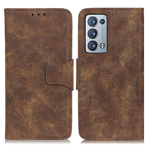 Funda de Cuero Cartera con Soporte Carcasa M03L para Oppo Reno6 Pro 5G Marron